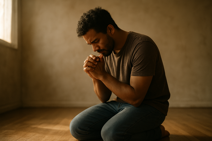 A person on their knees in earnest prayer to God-1-1