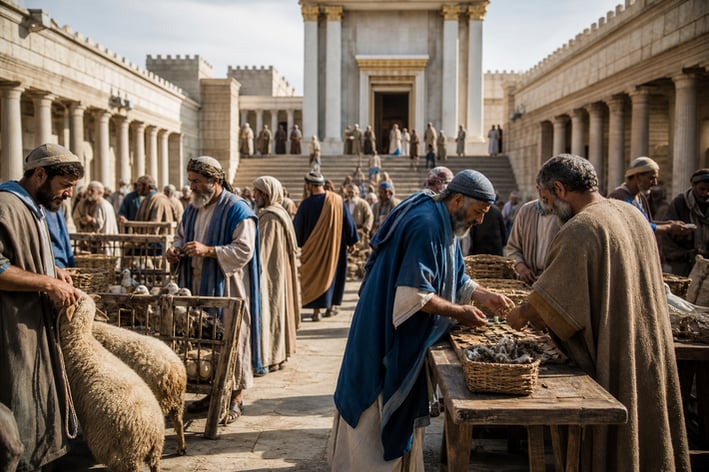 Ancient Temple Market Scene-1