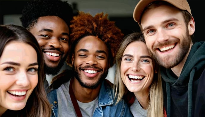 Group of people enjoying each other smiling-1