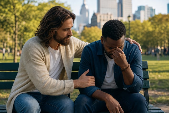 Jesus Comforting a Person in Modern Times-1