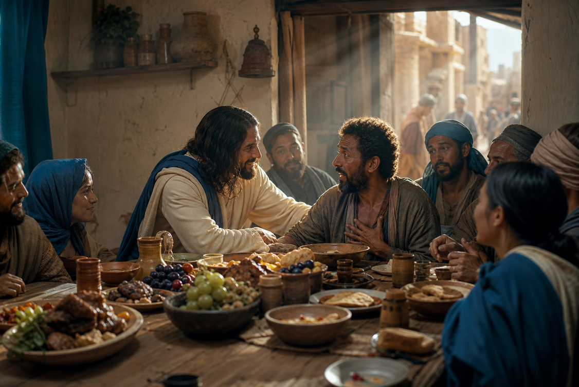 Jesus and Followers at a Fellowship Feast-1