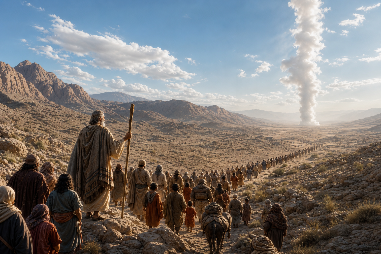 Moses and Jews Guided by Pillar of Fire in Wilderness-1