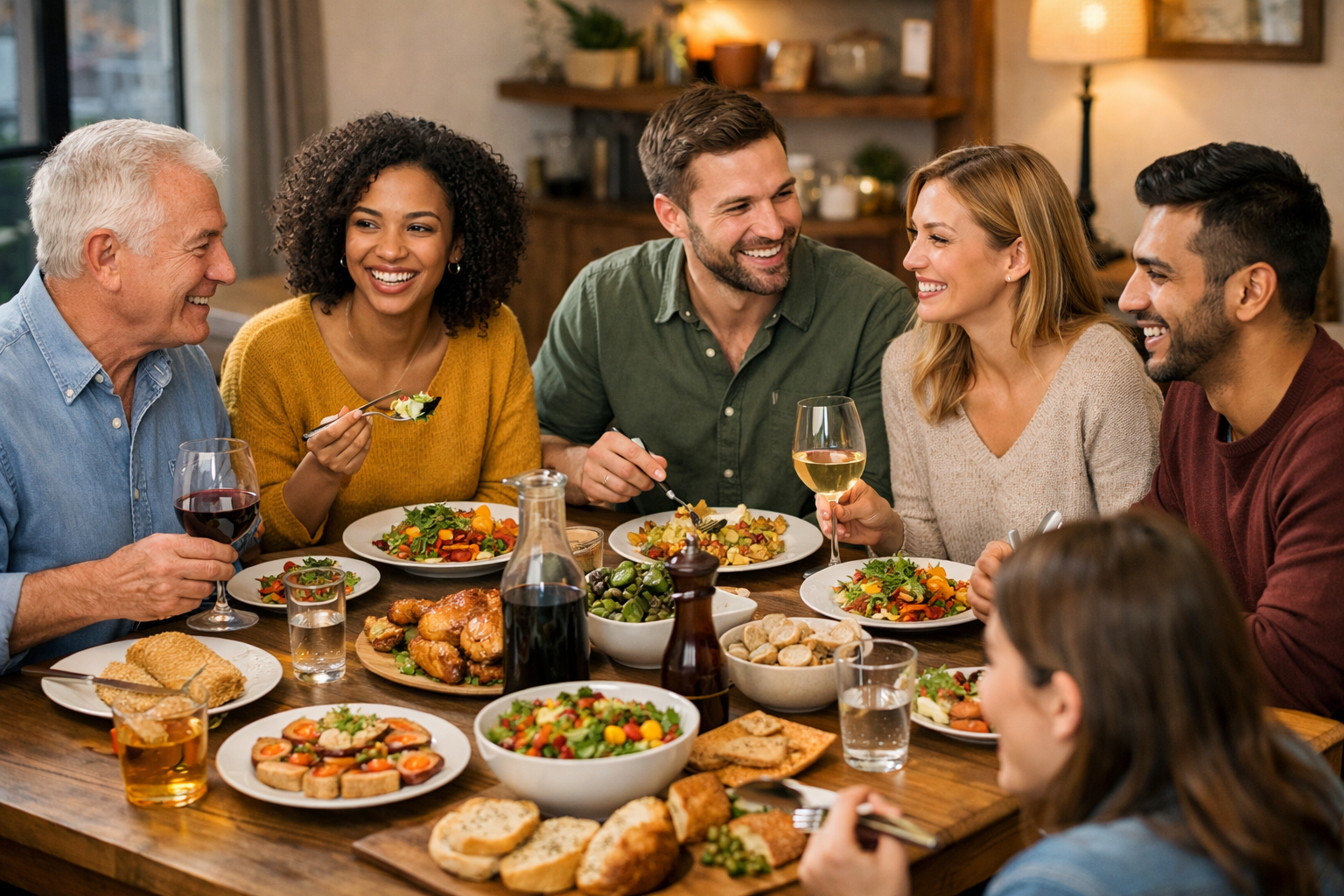 People Eating Together Dining Table-1