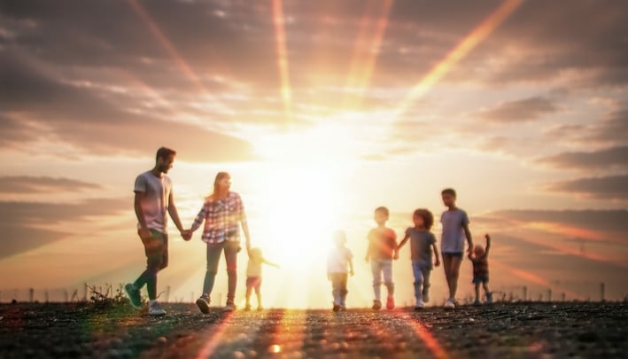 People handling struggles in life with others help and light shining down-1