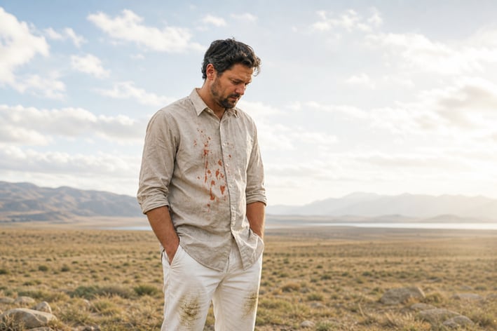 Stained Shirt with Food Spill and GrassStained Pants-1