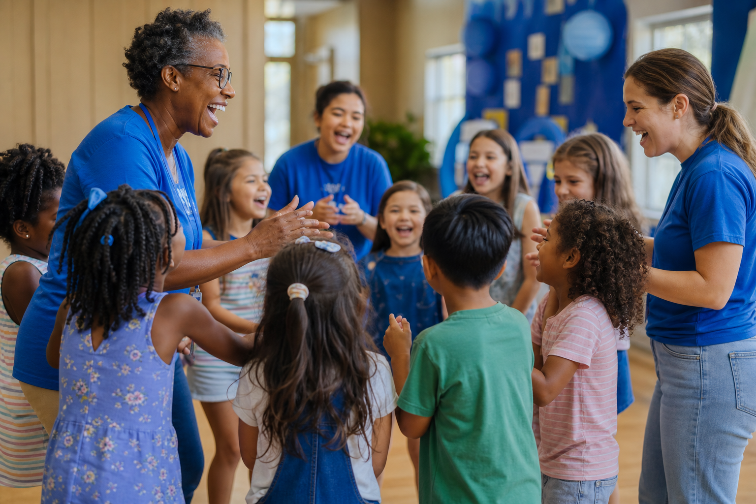 Vacation Bible School Children Singing and Clapping