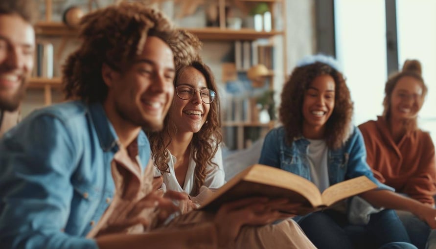 group of people in bible study and having fun
