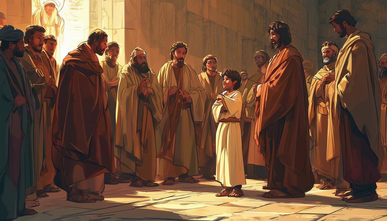 12-year-old Jesus in the temple talking to other leaders