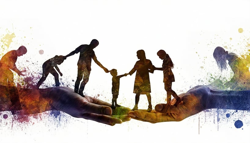 people helping each other