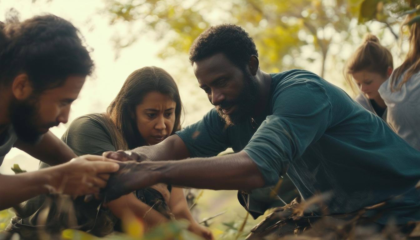 people working together to help each other