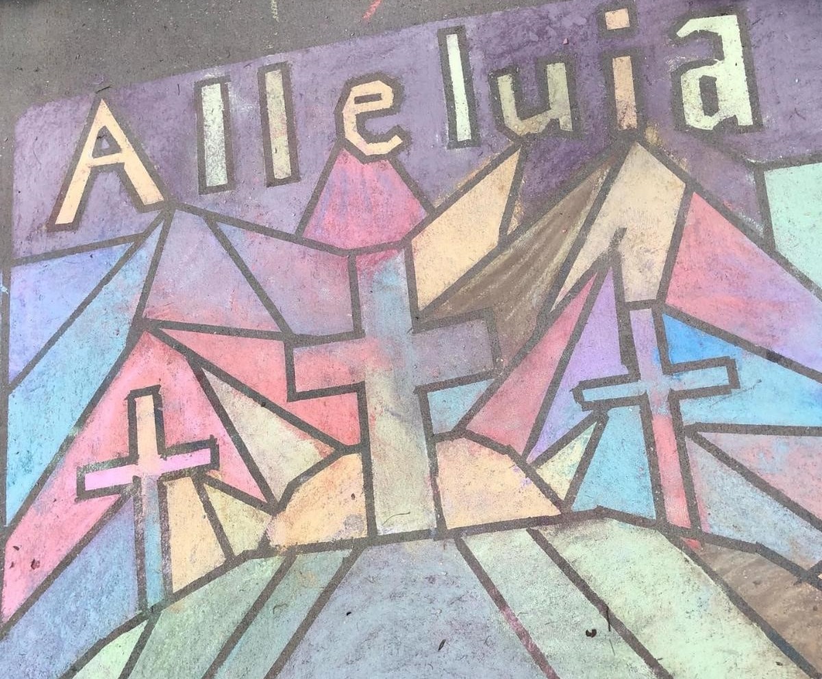 Alleluia chalk drawing