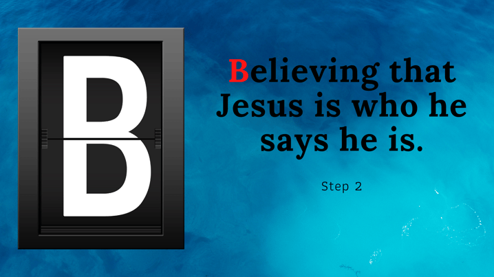 Believing that Jesus is who he says he is.