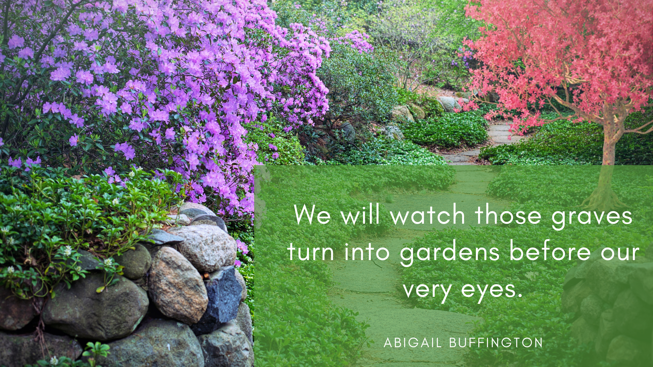 We will watch those graves turn into gardens before our very eyes.