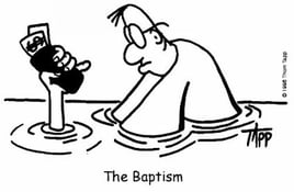 Baptizing Man but not wallet.