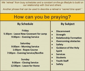 Fall Retreat Church Prayer Card 2015 back