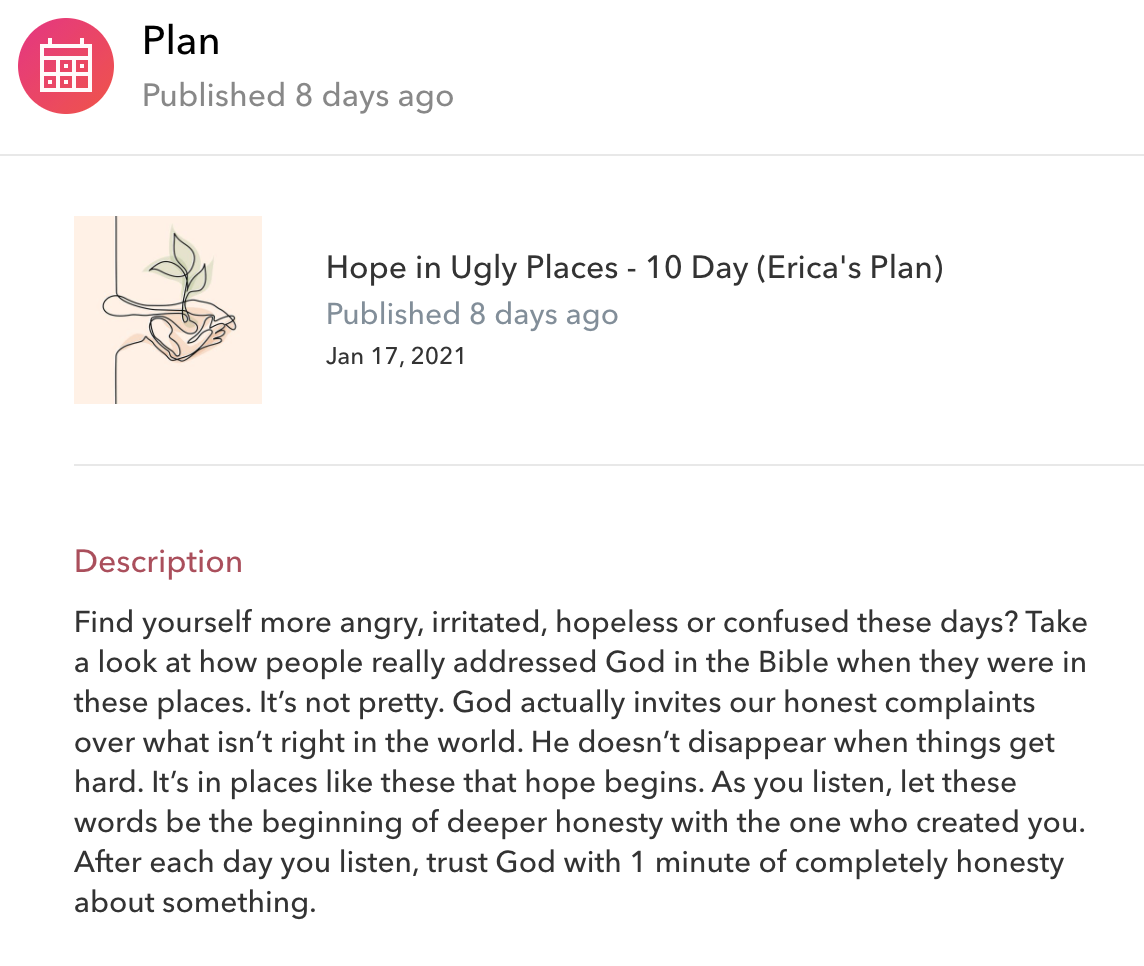 Hope in Ugly Places Plan