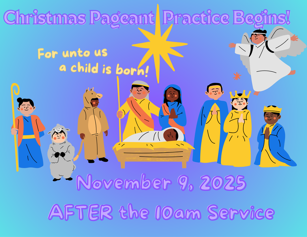 Yellow Navy Blue Cute Illustration Church Christmas Poster 1-1-1